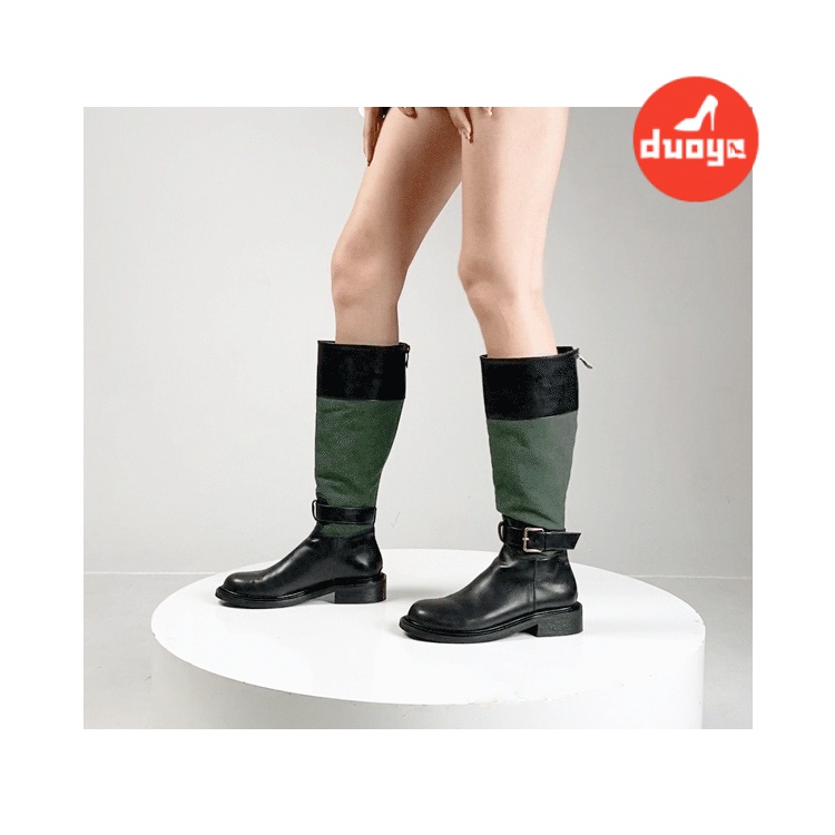 Duoya Tóc Thẳng ~ [Hàng Có Sẵn] Giày Bốt Cao Bồi Phương Tây Cổ Điển Có Khóa Kéo Phía Sau Cho Nữ OL Chất Lượng Cao