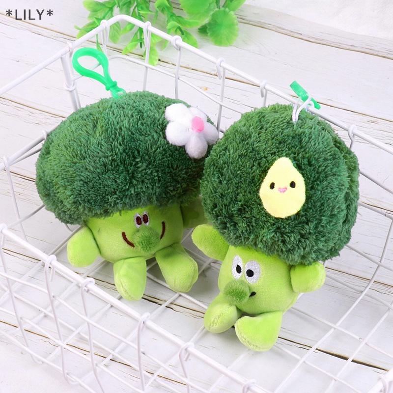 LILY Dễ thương Rau bông cải xanh sang trọng nhồi bông búp bê vài Keychain Túi Mặt dây chuyền Kid Quà Tặng uuu
