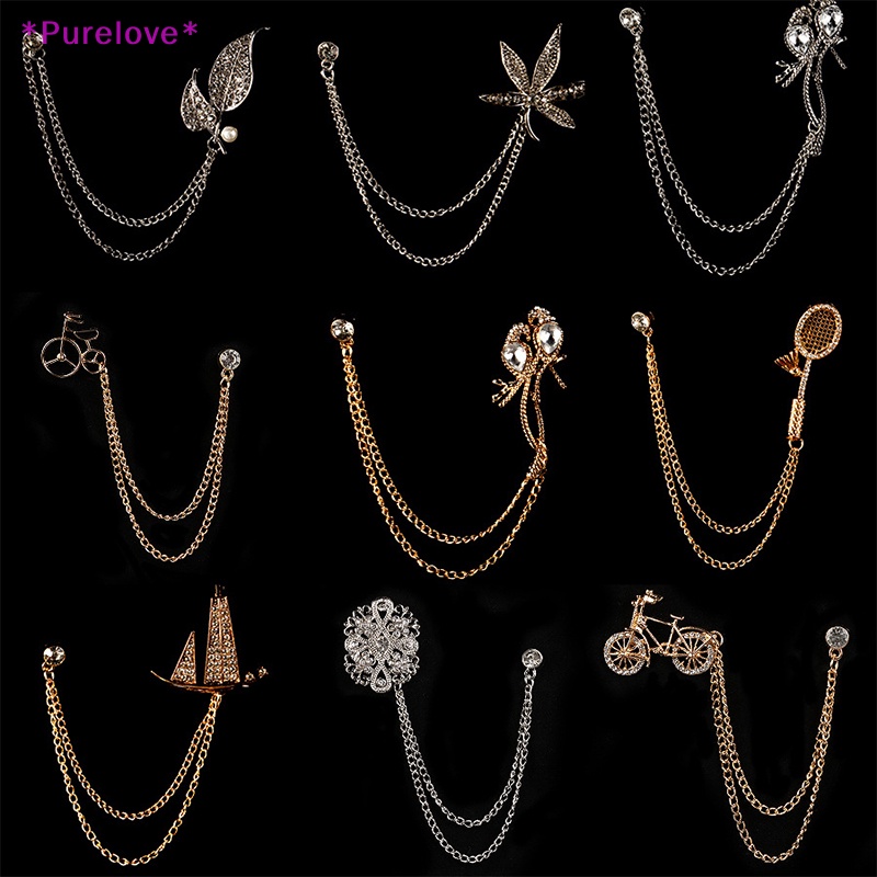 Ghim Cài Áo Hình Chiếc Lá Phối Tua Rua Đính Đá Pha Lê Thời Trang Cho Nam Và Nữ Mới