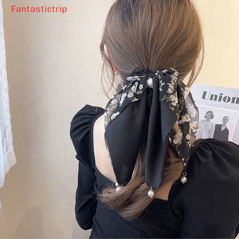 Dây Buộc Tóc Thắt Nơ Đính Ngọc Trai Đơn Giản Phong Cách Hàn Quốc