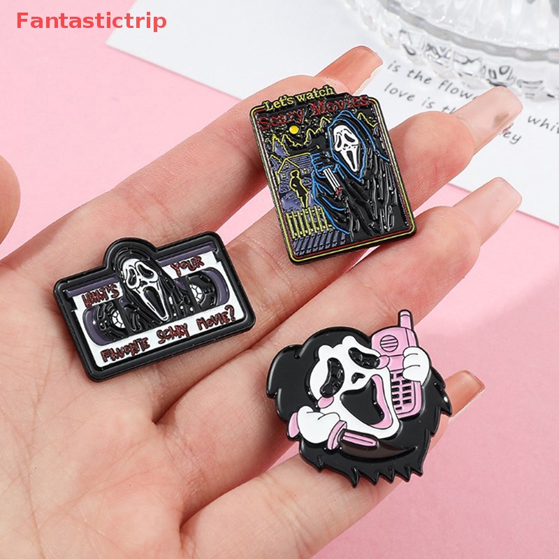 [Fantastictrip] Ghim Cài Áo Bằng Hợp Kim Tráng Men Hình Đầu Lâu Vô Diện Vui Nhộn Phong Cách Punk Mới