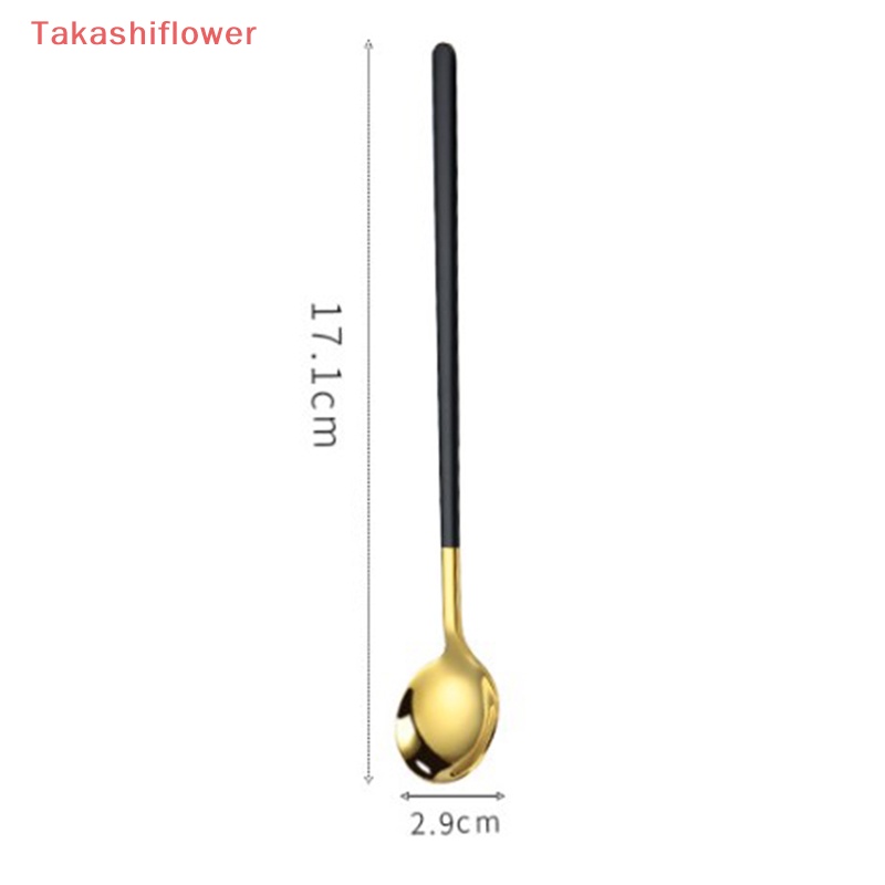 Muỗng Cà Phê Tay Cầm Dài Bằng Thép Không Gỉ Màu Sắc Mưa