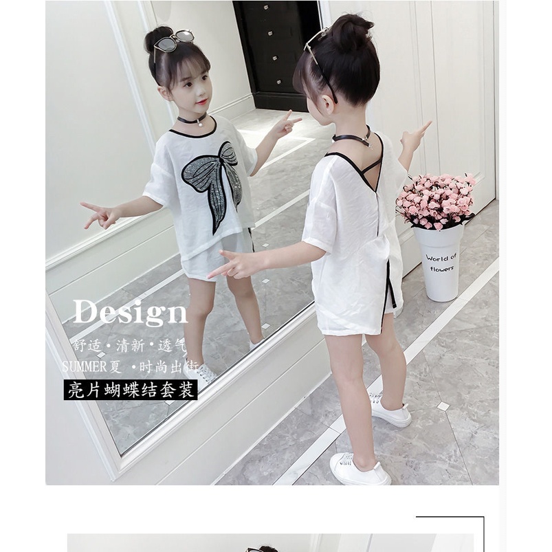 Set Đồ Mùa Hè Hai Món Gồm Áo Tay Cộc Và Quần Dài Phong Cách Mới 2023 Cho Bé Gái
