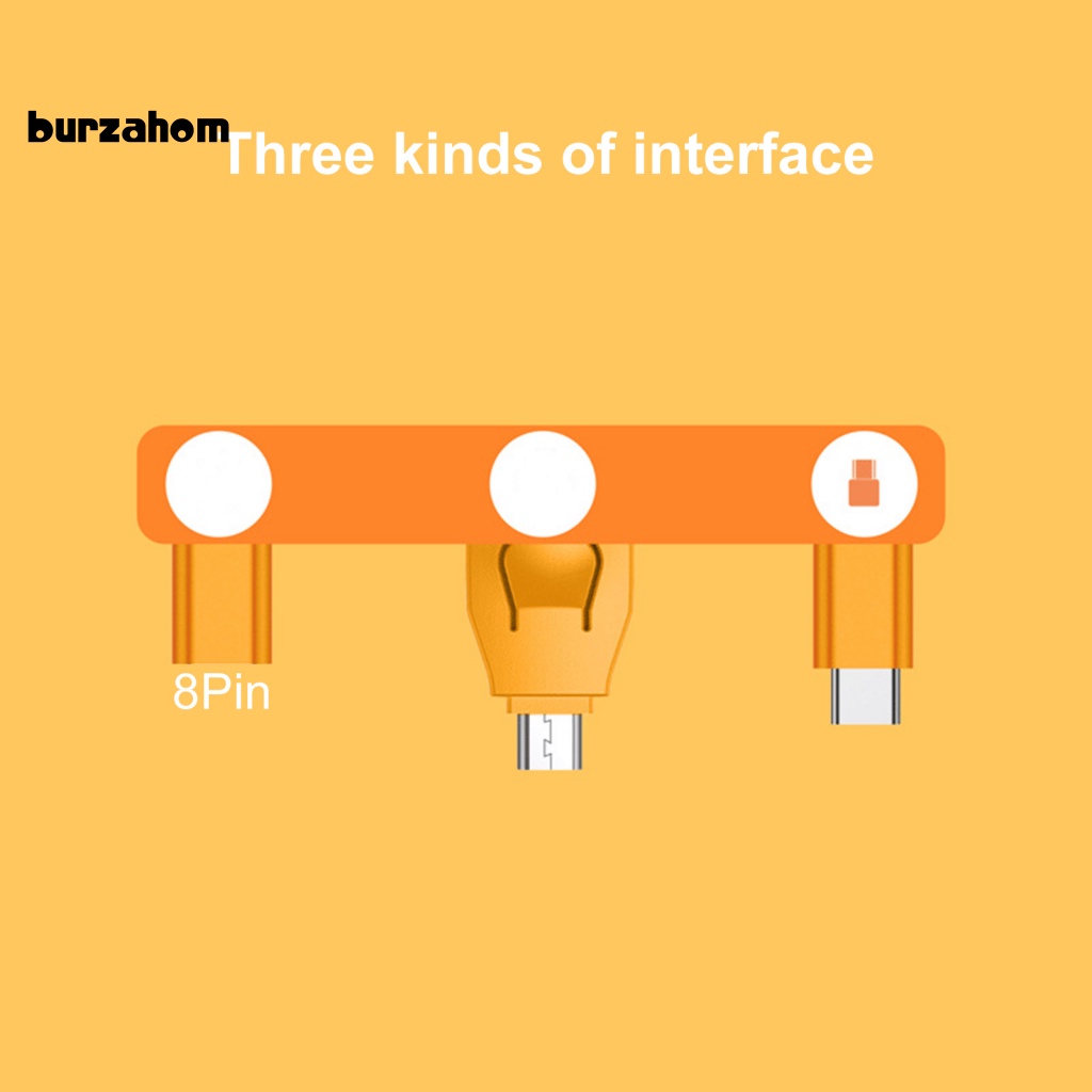 Dây Cáp Sạc Micro USB Type-C 8Pin Thiết Kế Móc Khóa Hình Mông Mèo Hoạt Hình Siêu Tốc Độ Cao 3 Trong 1 Cho Android