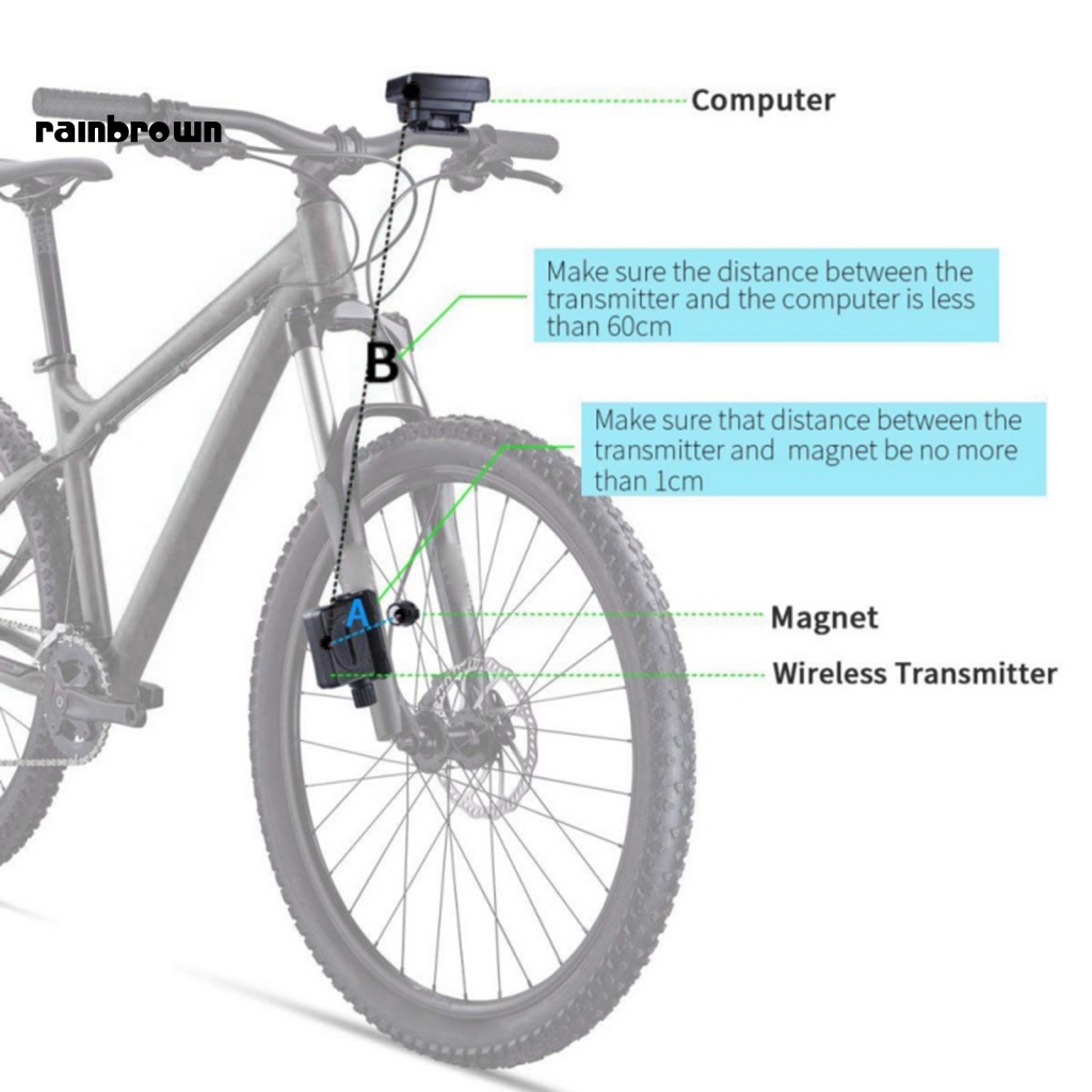 Đồng Hồ Đo Tốc Độ Điện Tử Không Dây Đa Năng &lt; rainbrown &gt; Cho Xe Đạp