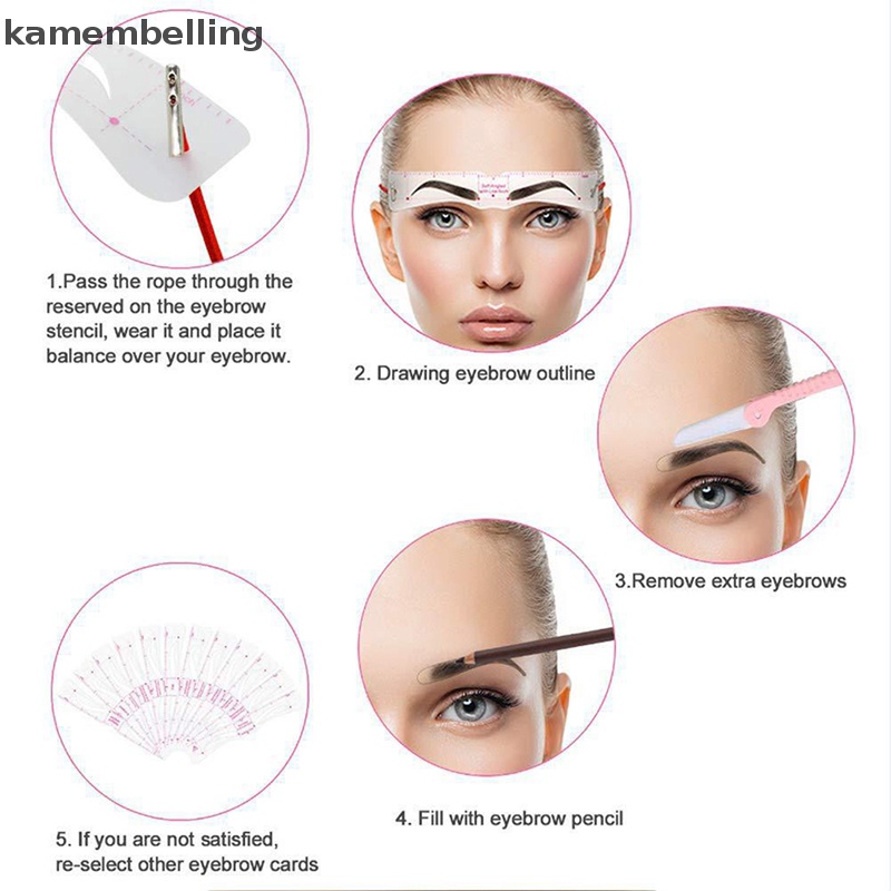 Bộ 12 Thẻ Khuôn Vẽ Lông Mày Tái Sử Dụng Linh Hoạt kamembelling