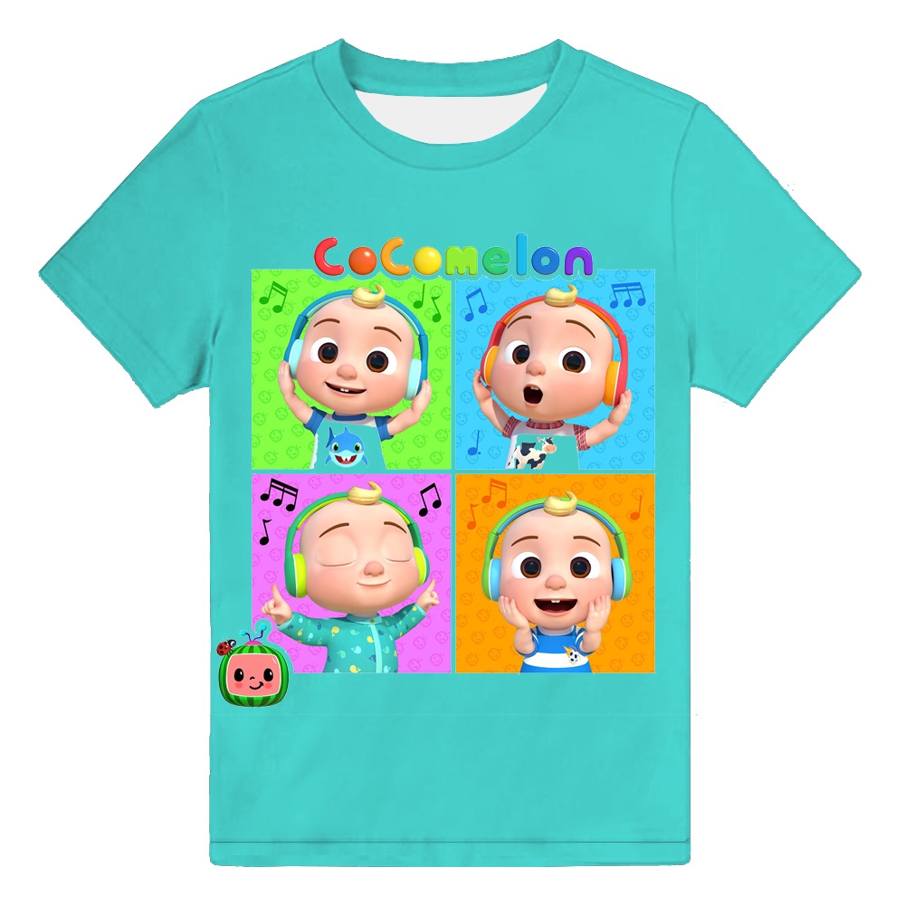 Bé trai cocomelon in 3d phim hoạt hình áo thun trẻ em tay ngắn mùa hè quần áo trẻ em tee