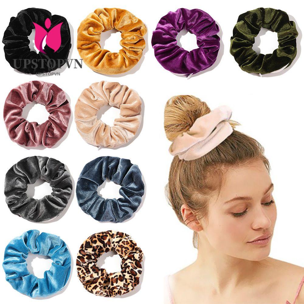Dây Buộc Tóc Co Giãn Bọc Vải Nhung Màu Sắc Thời Trang Dành Cho Nữ