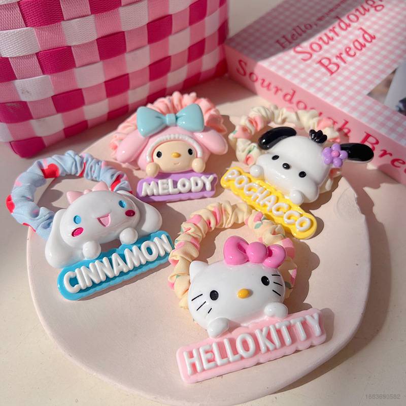 Dây Cột Tóc Hình Hello Kitty Cinnamoroll Melody Dễ Thương