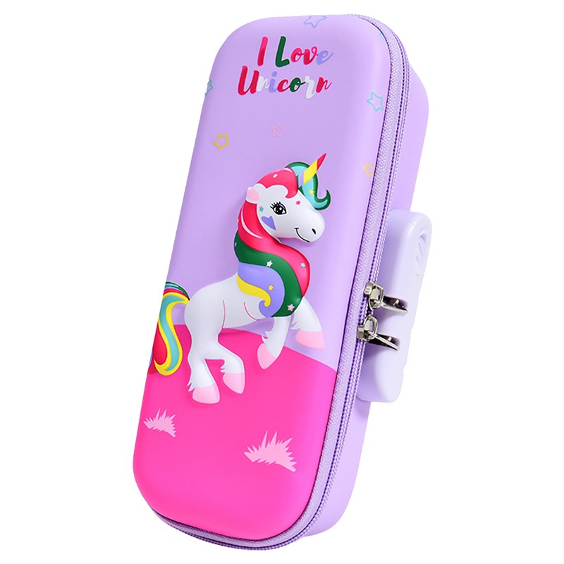 Hộp Đựng Bút Eva Có Khóa Mật Khẩu Hình Thỏ / Phi Hành Gia / Kỳ Lân Dễ Thương Tiện Dụng Cho Học Sinh /