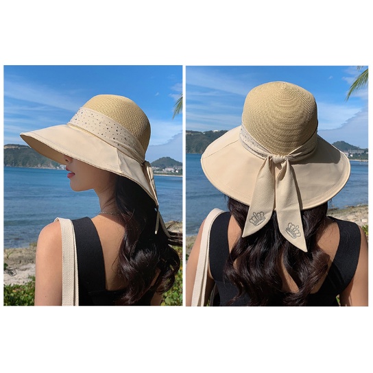 Mũ Cói Rộng Vành Chống Nắng Thiết Kế Mới Thời Trang Mùa Xuân Hè Theo Phong Cách Hàn Quốc Cho Nữ