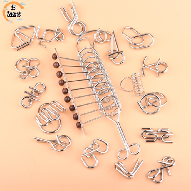 Set 18 Đồ Chơi Gỡ Rối Bằng Kim Loại Giúp Phát Triển IQ Cho Bé