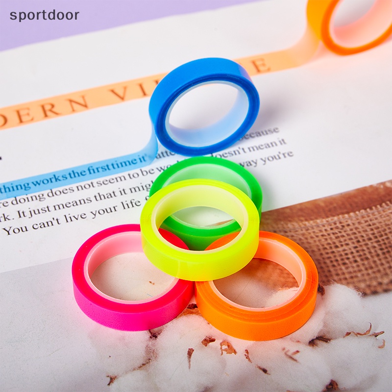 [sportoutdoor] 5 Cuộn Giấy Dán Ghi Chú 5 Màu Trong Suốt Huỳnh Quang Tự Trang Trí Văn Phòng / Trường Học Cho Bé