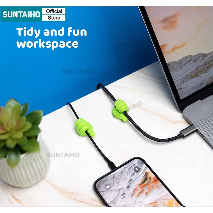 Suntaiho Set 5 Phụ Kiện Quấn Bảo Vệ Dây Cáp Sạc Cổng USB Hình Đôi Cánh Thiên Thần Dễ Thương Cho IPhone 11