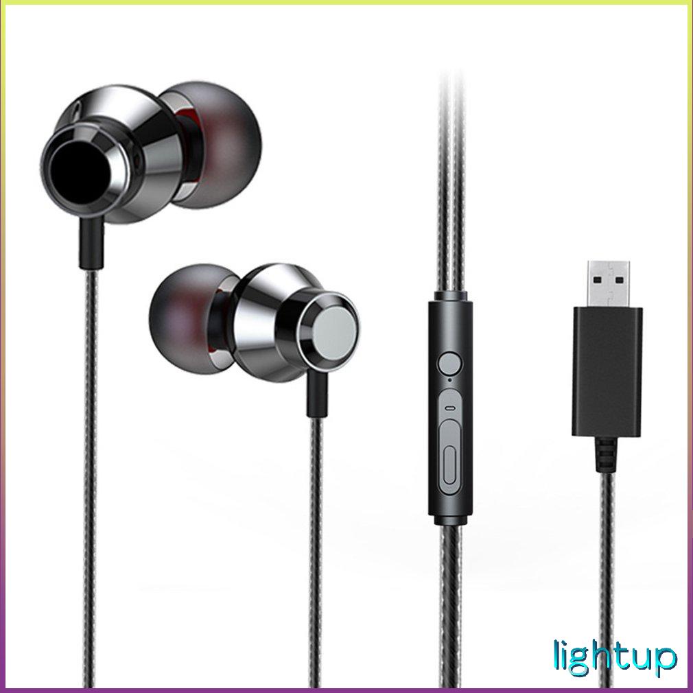 Tai Nghe Nhét Usb Có Mic Khử Tiếng Ồn Cho Máy Tính Xách Tay Điều Khiển Âm Thanh Chức Năng Tắt Loa Siêu Trầm Nặng Nút Bịt [Y/12]