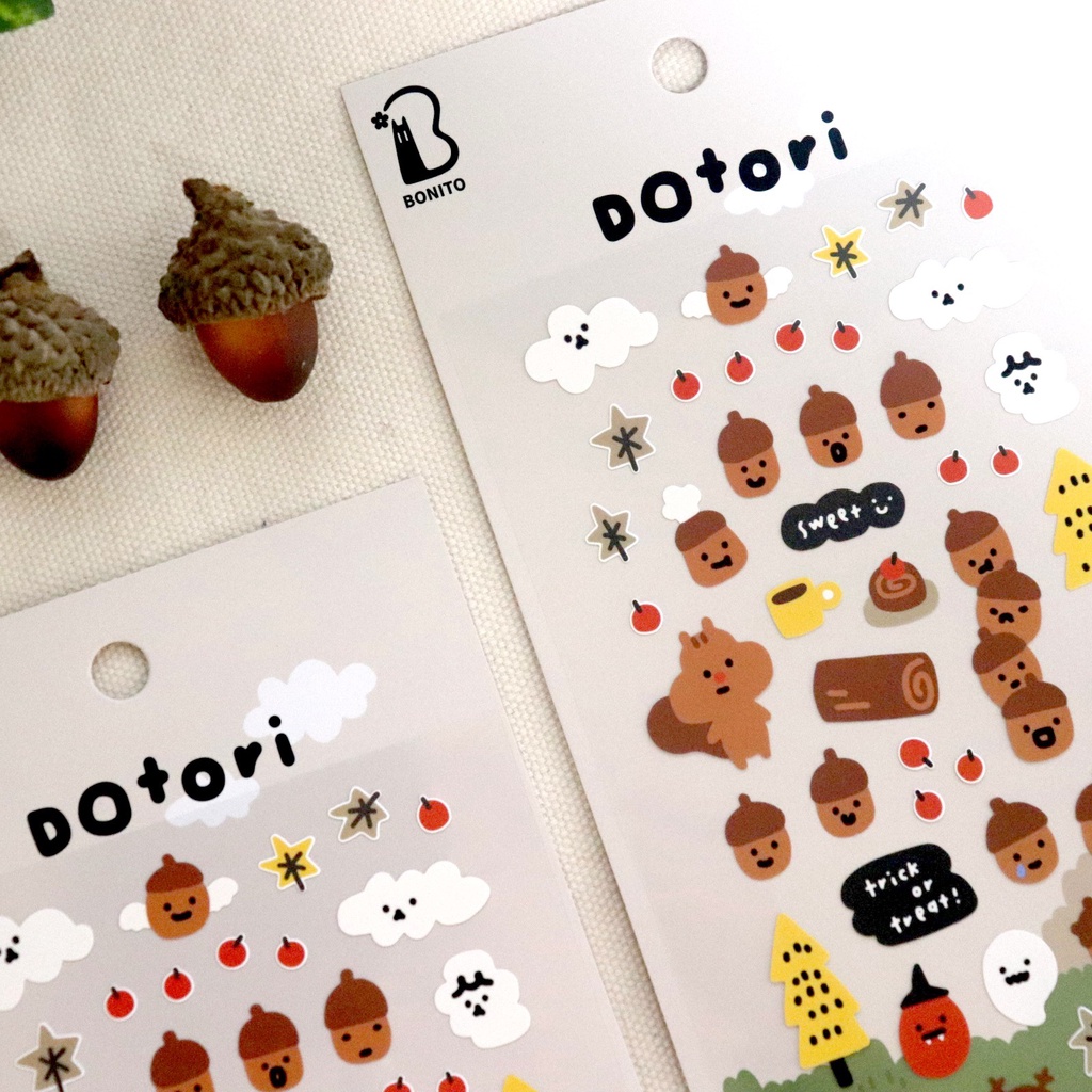 Nhập Khẩu Hàn Quốc Nhãn Dán Giấy Nhám Hình Sóc BONITO Kawaii Acorn Matt Diy Làm Quà Tặng Văn Phòng Phẩm