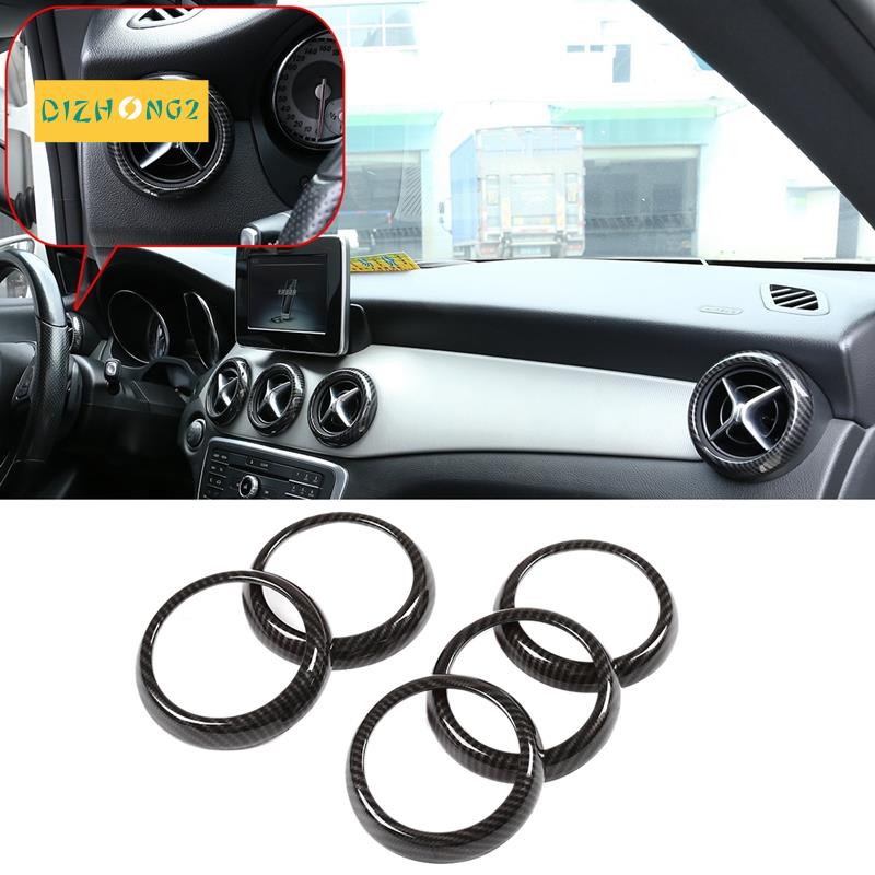 Set 5 Miếng Dán Trang Trí Lỗ Thông Gió Bằng Sợi Carbon Cho Mercedes Benz a B CLA GLA Class W176 W246