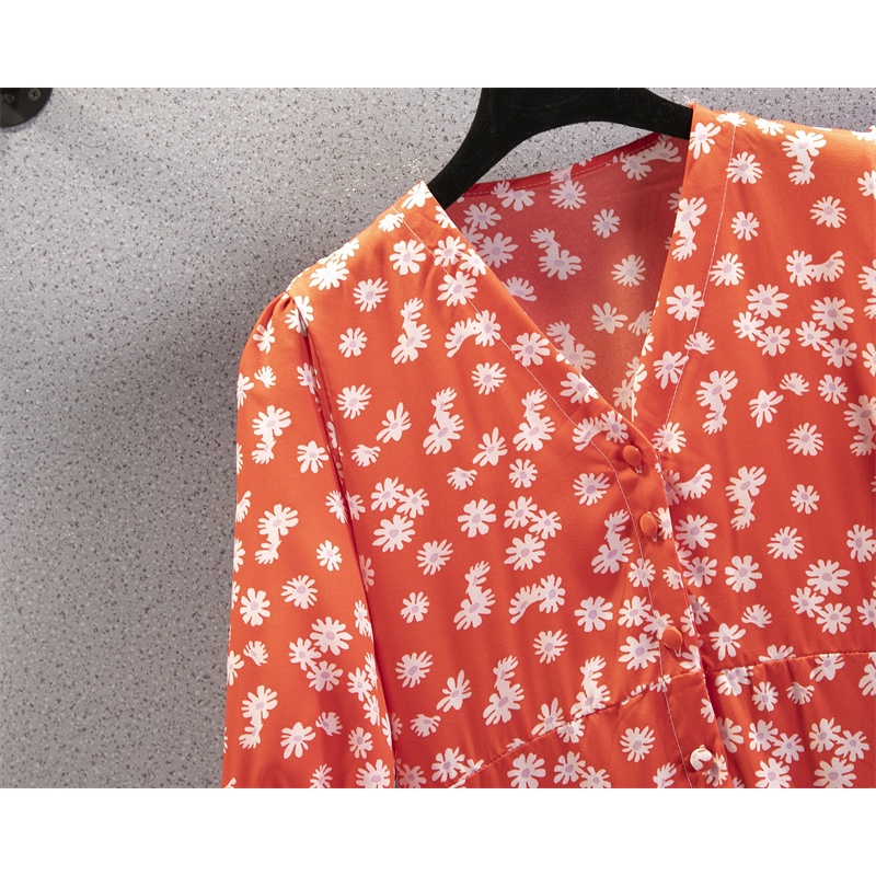 NRVP Đầm Dài Tay Ngắn In Hoa Độc Đáo Thời Trang Mùa Hè Hàn Quốc 2023 Dành Cho Bạn Nữ