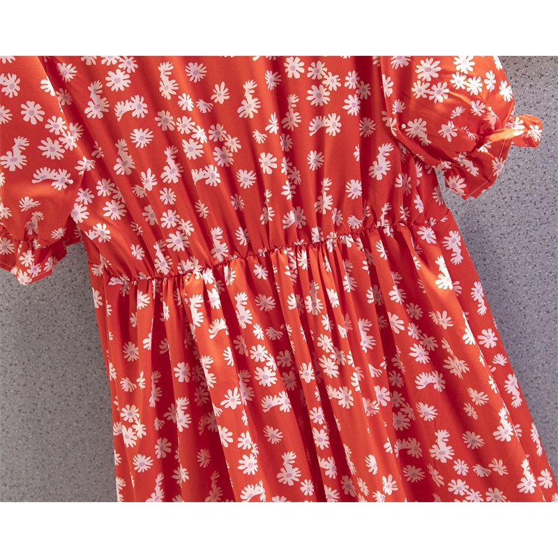 NRVP Đầm Dài Tay Ngắn In Hoa Độc Đáo Thời Trang Mùa Hè Hàn Quốc 2023 Dành Cho Bạn Nữ