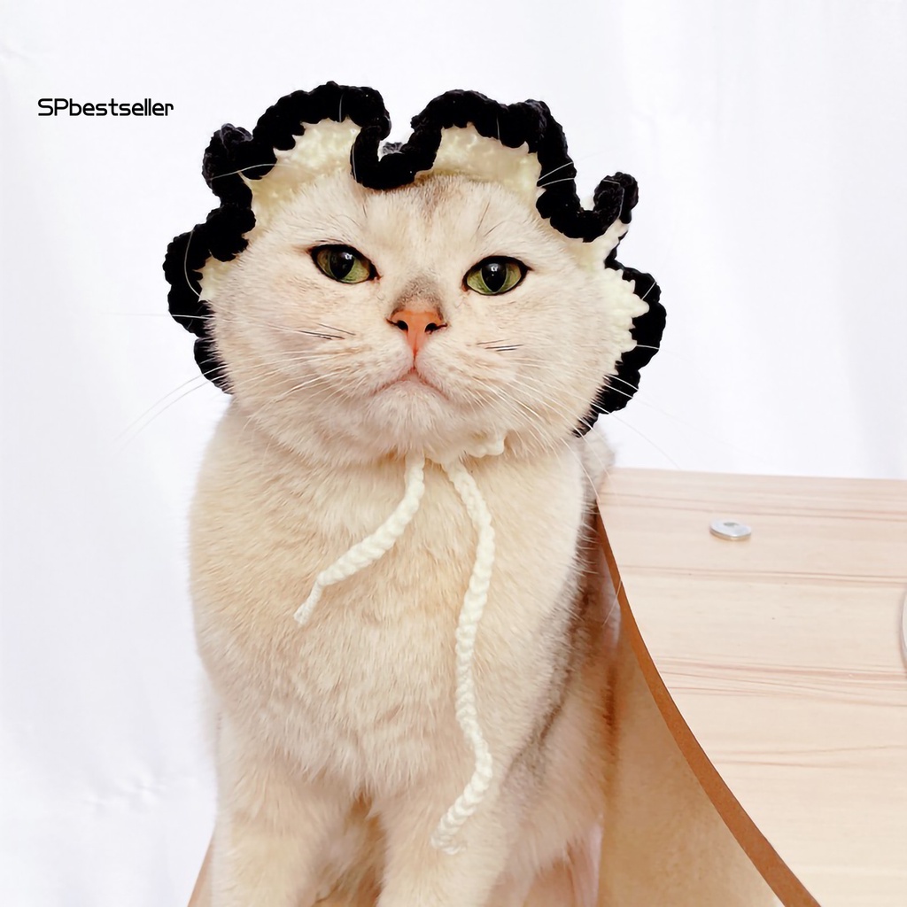 Băng Đô Đan Len Hình Gấu Trúc Dễ Thương Có Thể Điều Chỉnh Cho Mèo Cưng