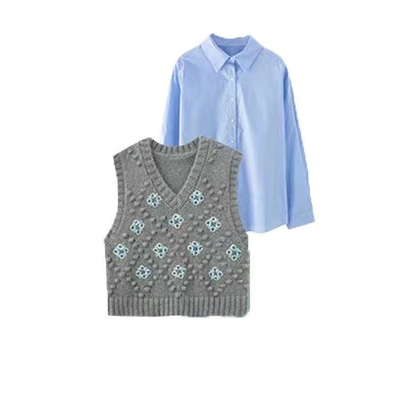 Áo Dệt Kim Sát Nách Dáng Rộng Kiểu Vintage Hàn Quốc Cá Tính Cho Nữ