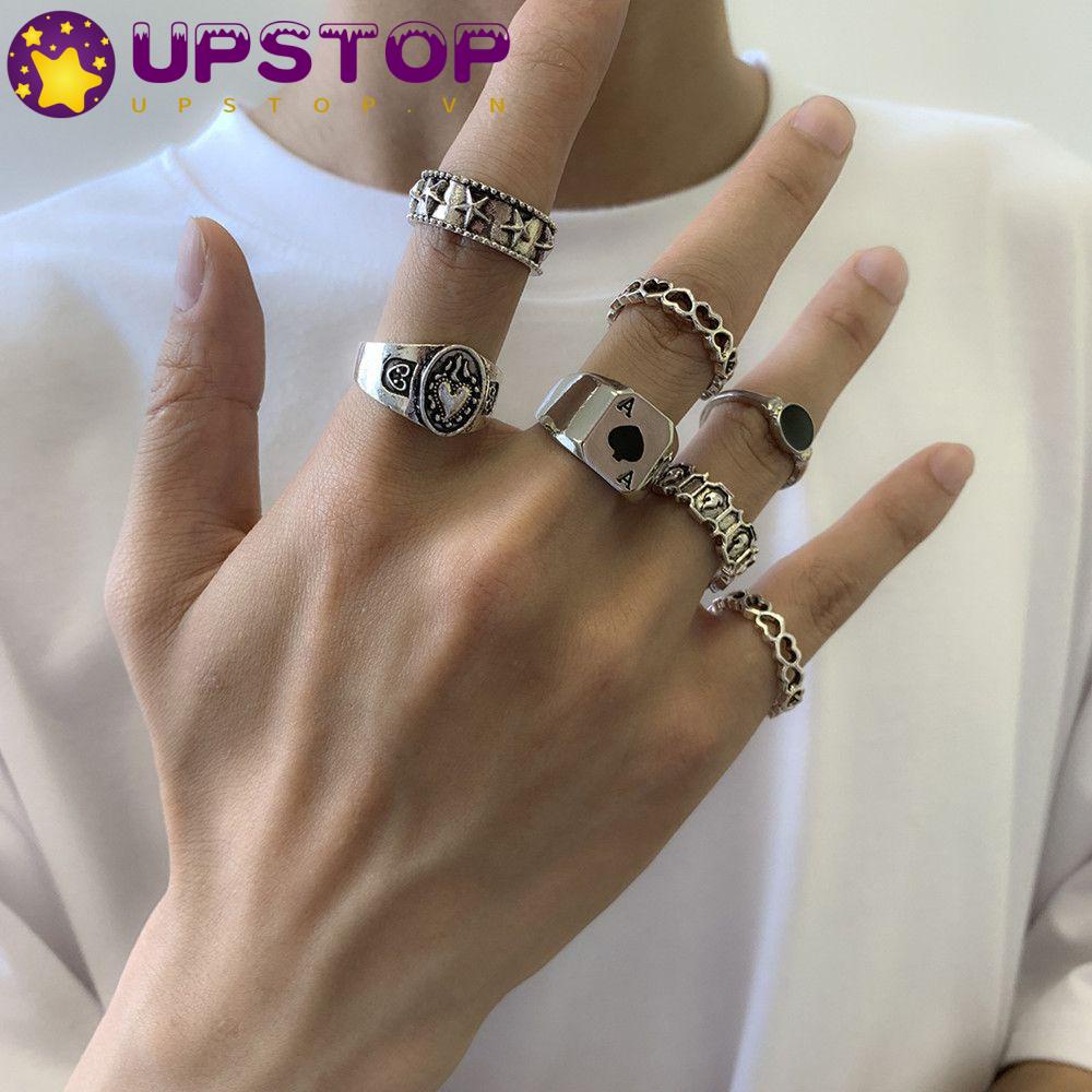 Set Nhẫn Kim Loại Thời Trang Cổ Điển|Bộ Trang Sức Thiết Kế Sang Trọng Cao Cấp