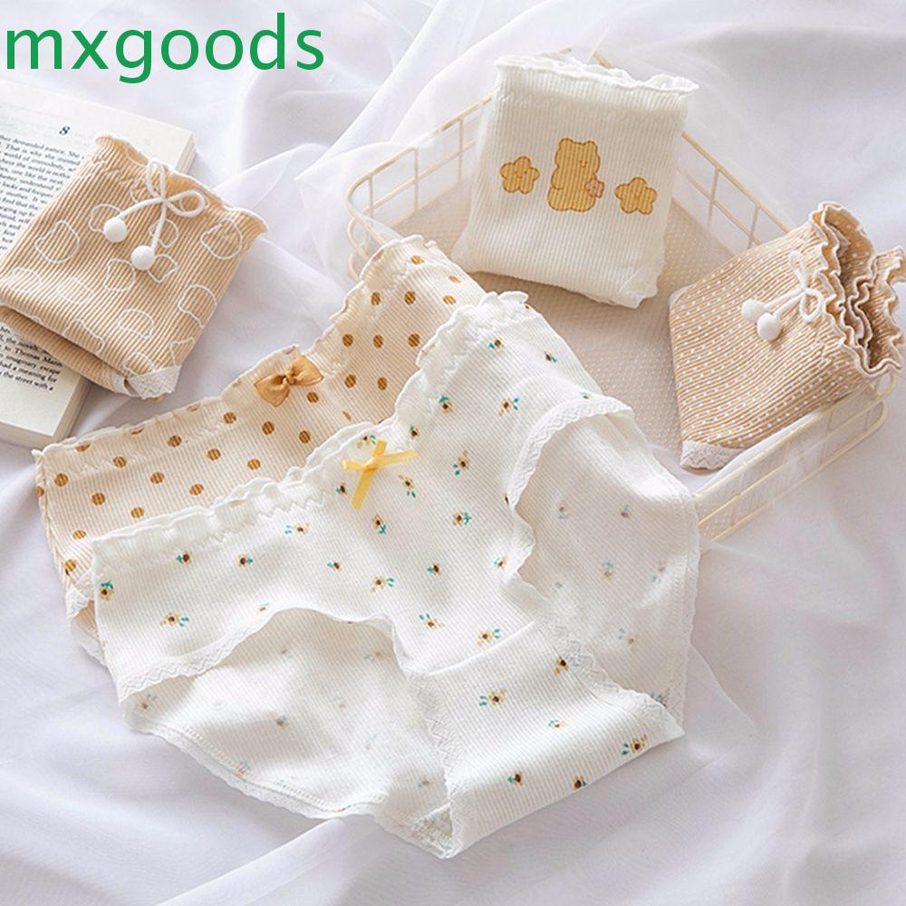 Mxgoods Quần Lót Cotton Thoáng Khí In Họa Tiết Sọc Đáy Đính Nơ Phong Cách Hàn Quốc Cho Nữ