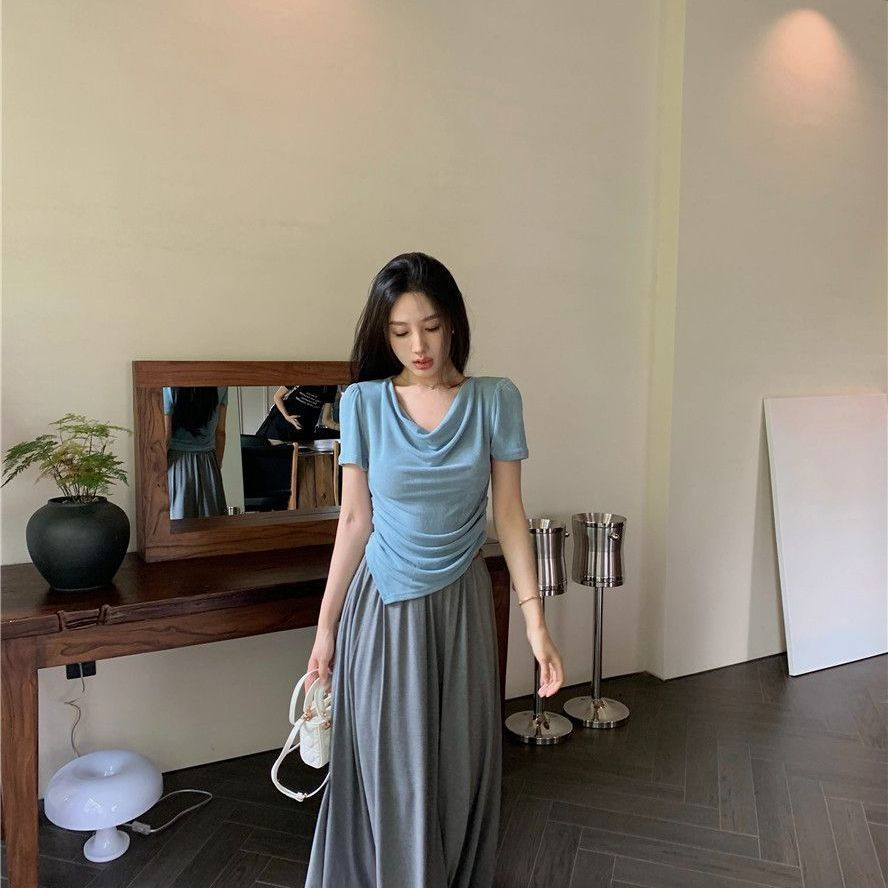 Áo Thun Tay Ngắn Màu Trơn Dáng Ôm Dễ Phối Đồ Hợp Thời Trang
