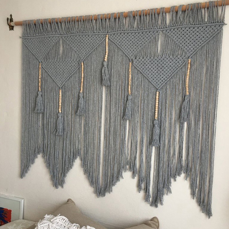 Macrame Treo tường Dệt tay Dây bông Bohemian Boho Tấm thảm Trang trí nội thất