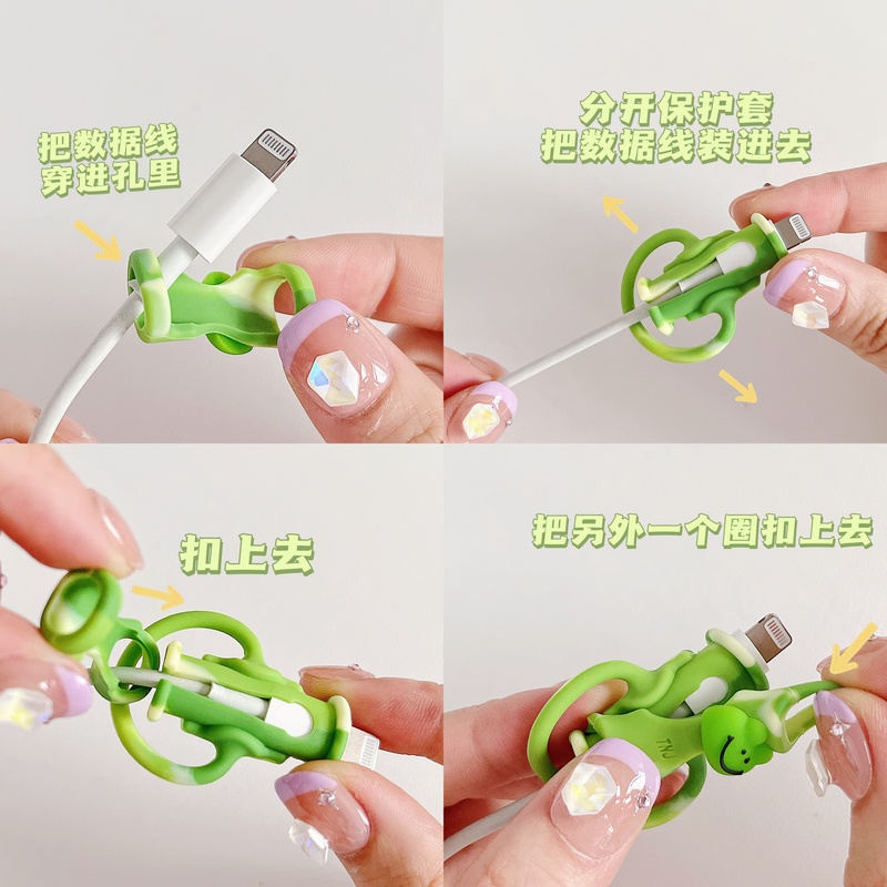 Vỏ Bảo Vệ Dây Cáp Sạc USB Bằng Silicon Họa Tiết Hoạt Hình Dễ Thương