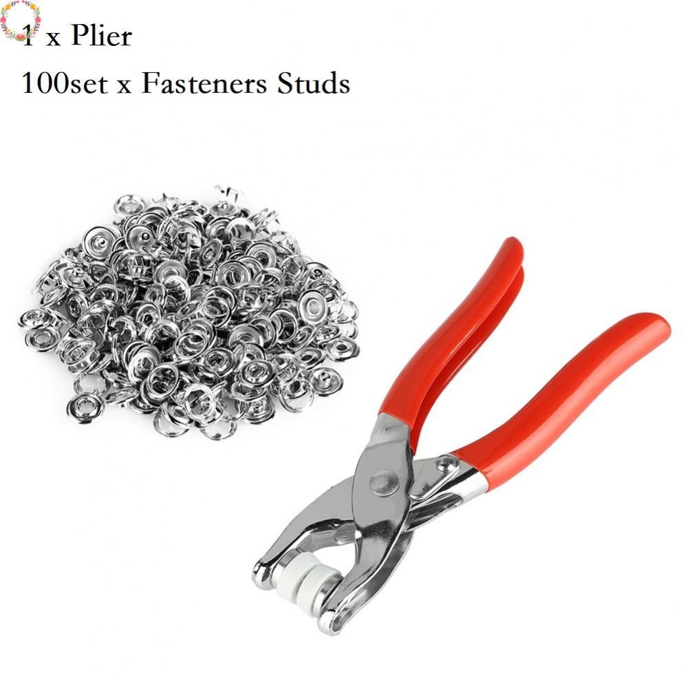 Bộ 100 Nút Bấm 9.5mm + Kìm Kẹp Chuyên Dụng Trong May Vá Bằng Kim Loại 24 Tiếng