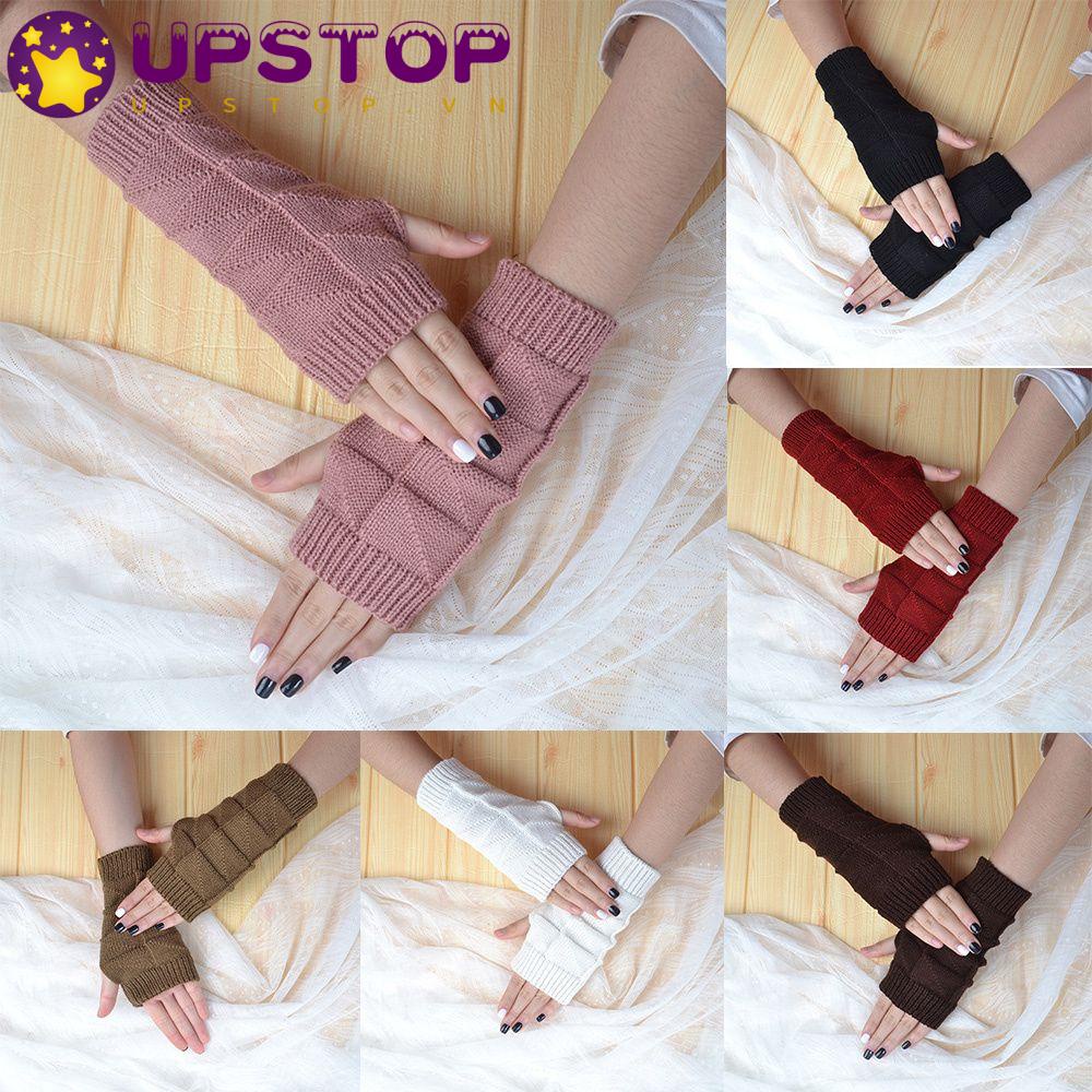 Găng Tay Đan Len Hở Ngón Thời Trang Cho Nữ