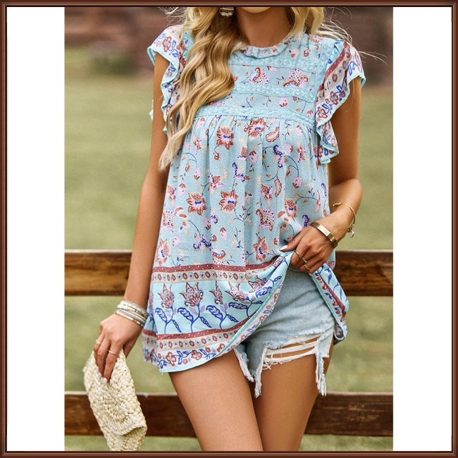 Áo Sơ Mi Tay Ngắn Dáng Rộng Họa Tiết Hoa Thời Trang Mùa Hè Xinh Xắn Cho Nữ