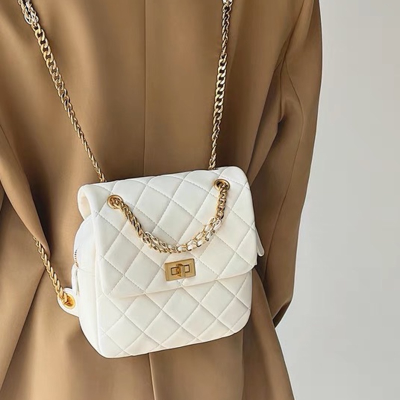 Ielgy Ba Lô Hình Thoi Nhỏ Đa Chức Năng Có Dây Xích Thời Trang Cao Cấp Cho Nữ