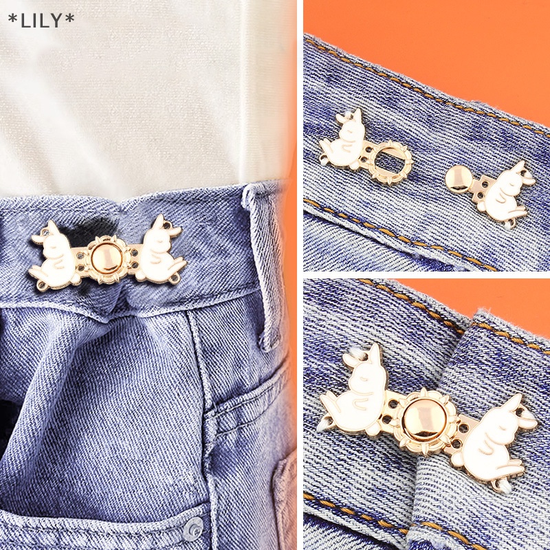 Lily quần jean thắt lưng khóa thắt lưng thắt chặt nút thắt lưng kim loại có thể tháo rời có thể điều chỉnh thắt lưng kẹp eo đồ trang trí nút váy quần jean Phụ kiện quần áo uuuu