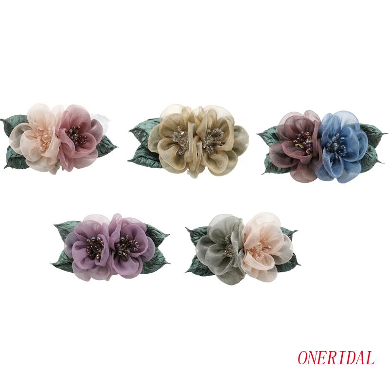 Kẹp Tóc Vải Tuyn Đính Hoa Xinh Xắn Cho Nữ