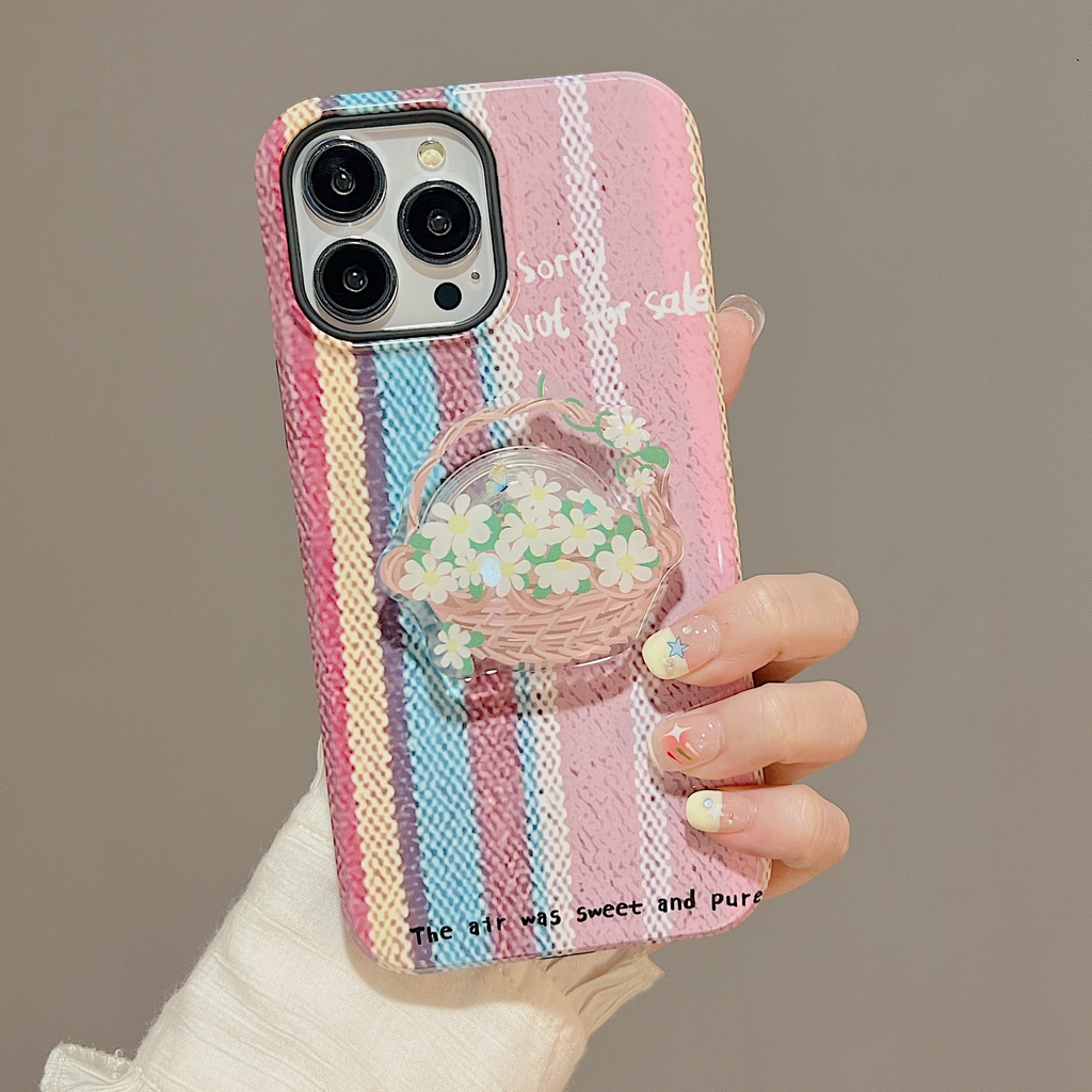 Ốp Điện Thoại PC Cứng Chống Sốc Họa Tiết Hoa Kèm Giá Đỡ Cho iPhone 11 13 12 14 Pro Max