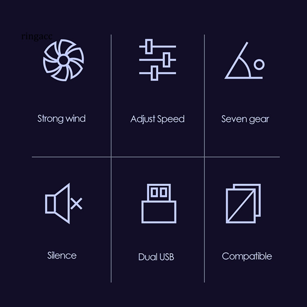 Quạt Tản Nhiệt RGA Hai Cổng USB Ít Tiếng Ồn Nhỏ Gọn Có Thể Điều Chỉnh Cho Máy Tính Xách Tay