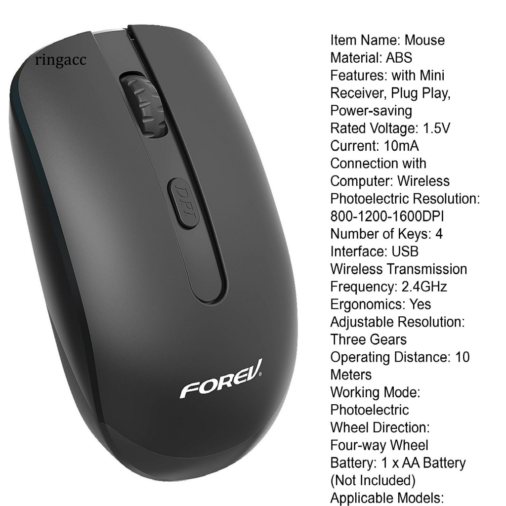 Chuột Quang RGA FV180 Không Dây 2.4Ghz Có Thể Điều Chỉnh Tiết Kiệm Điện Cho Laptop