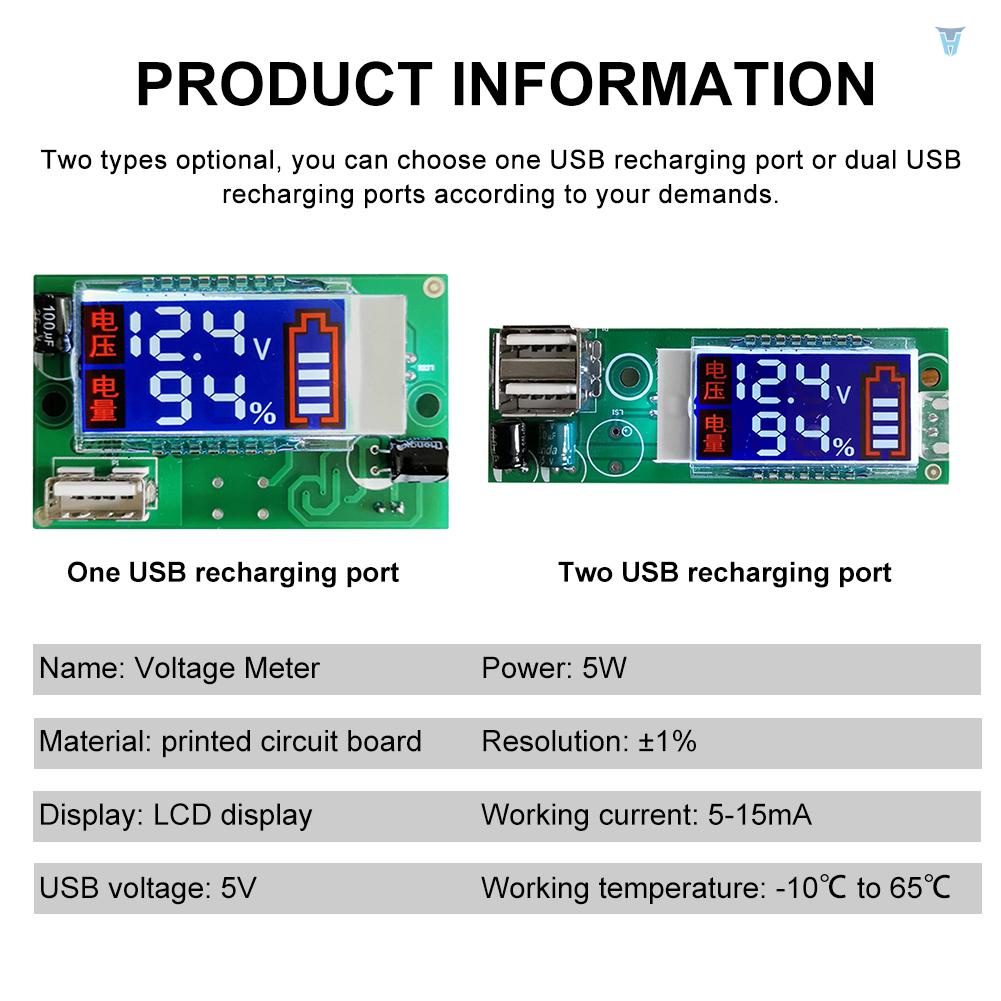 Đồng Hồ Đo Điện Áp Hiển Thị Màn Hình LCD Với Giao Diện USB Cho Pin Lithium 12.6V 3S