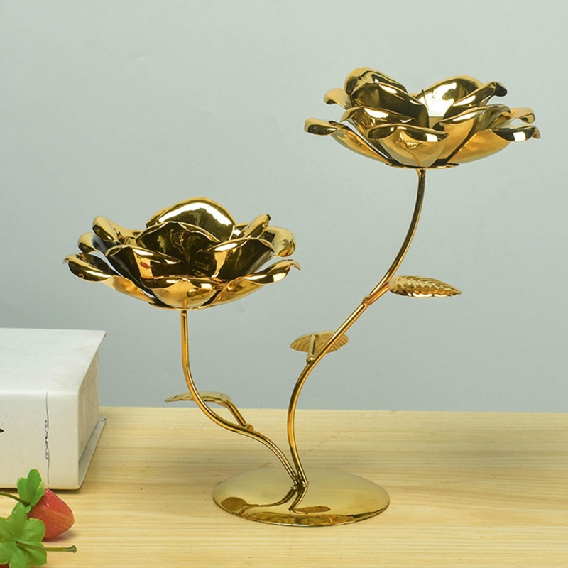 Giá Đỡ Nến Bằng Kim Loại Mạ Sắt Hình Hoa Sen Phong Cách Bắc Âu