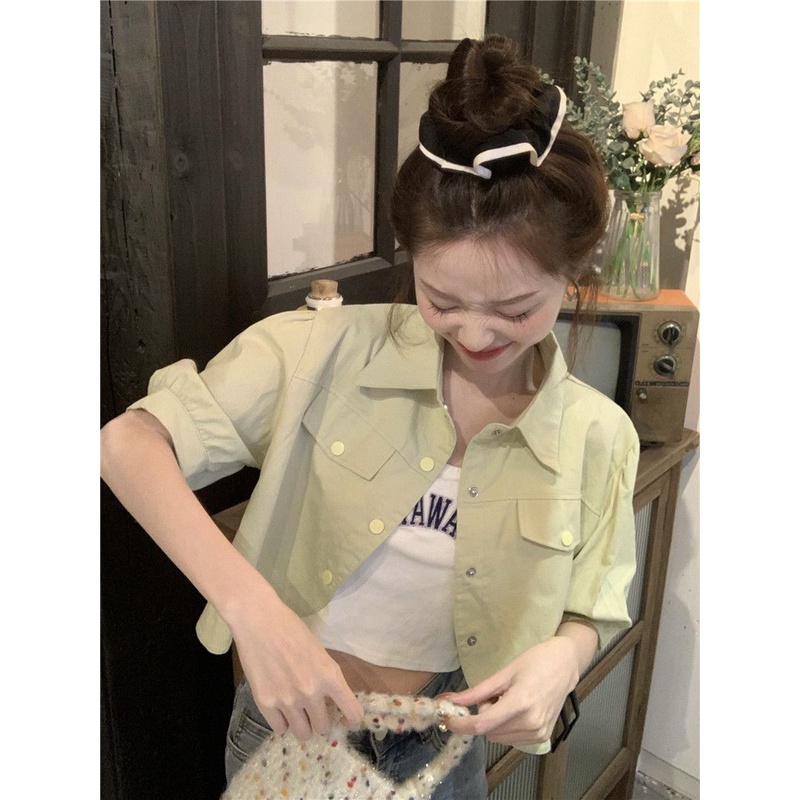 Áo Sơ Mi Nữ Ngắn Tay Dáng Rộng Màu Trắng Thiết Kế Mới Thời Trang Mùa Hè Theo Phong Cách Hàn Quốc