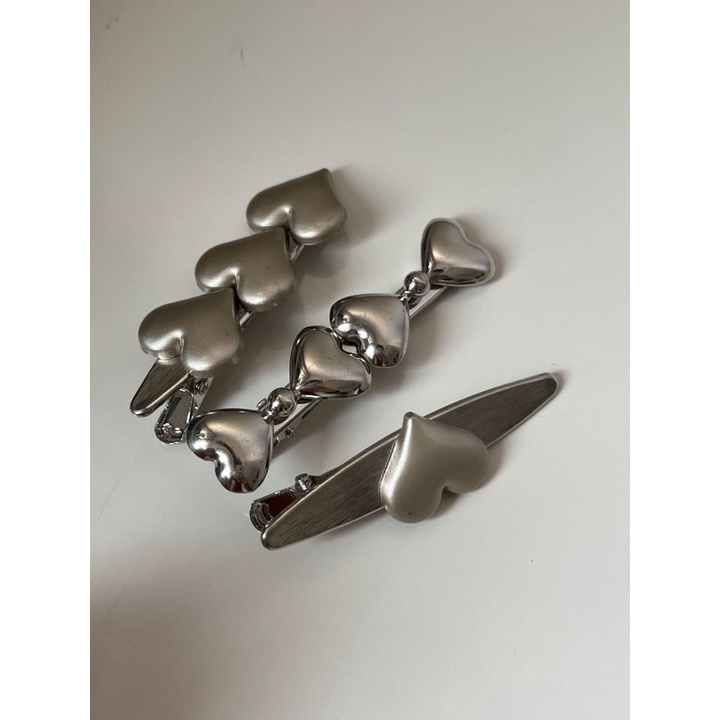 Kẹp Tóc Mái Bằng Kim Loại Hình Nơ Trái Tim Phong Cách Hàn Quốc Cho Nữ