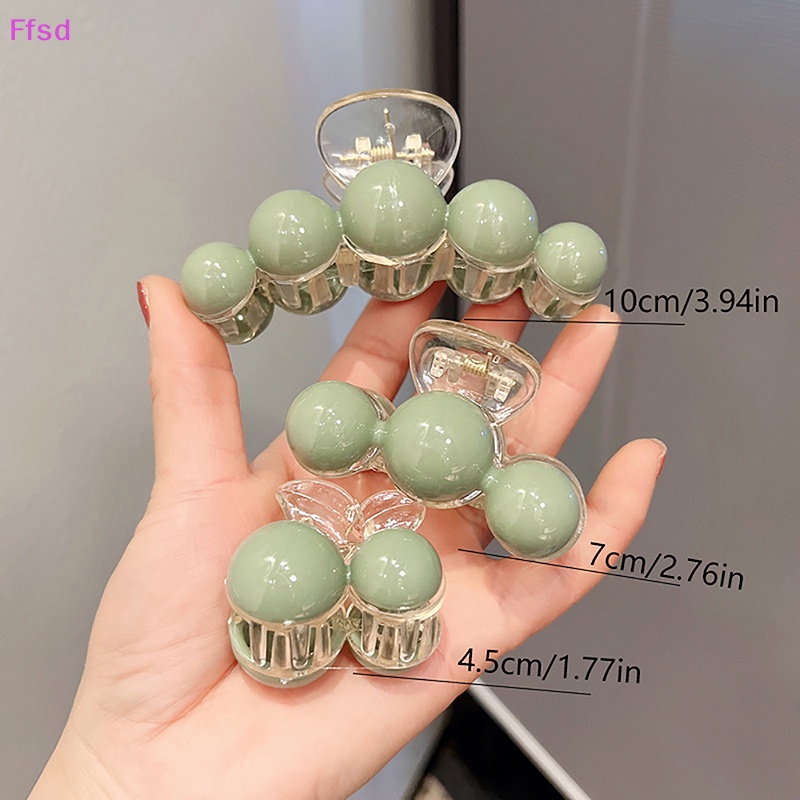 {Ffsd} Kẹp Tóc Đính Hạt Tròn Bằng Nhựa Màu Xanh Lá Cây Chống Trượt Thời Trang Mùa Hè Dành Cho Bạn Nữ * Bán Chạy