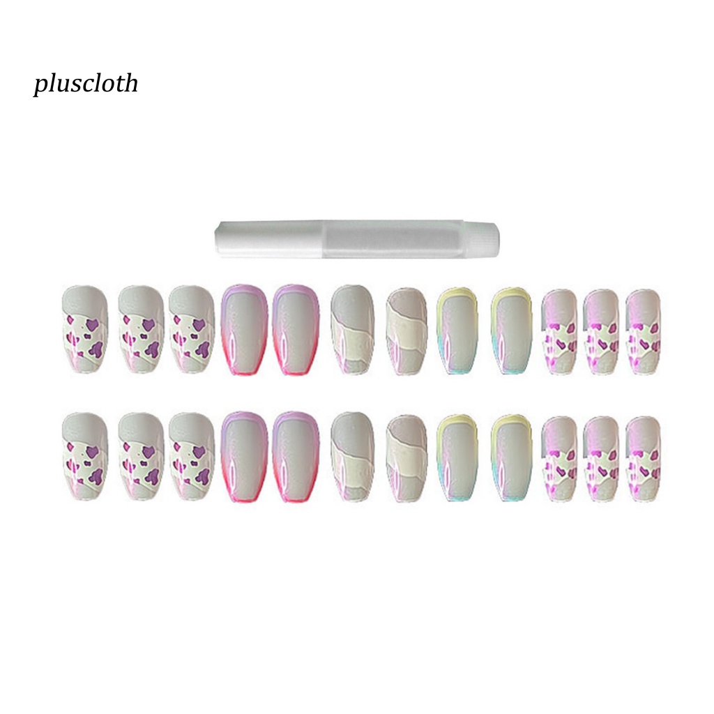 1 Bộ Móng Tay Giả Che Phủ Toàn Diện Tháo Rời Được Chống Phai Màu Cầu Vồng Cho Salon