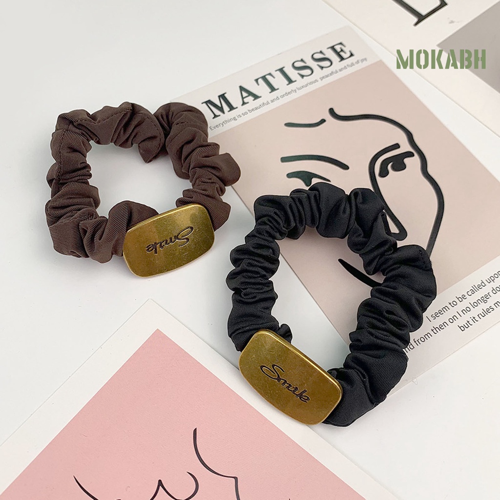 Dây Cột Tóc Co Giãn Họa Tiết Hoa Bằng Kim Loại Màu Sắc Đơn Giản Thời Trang