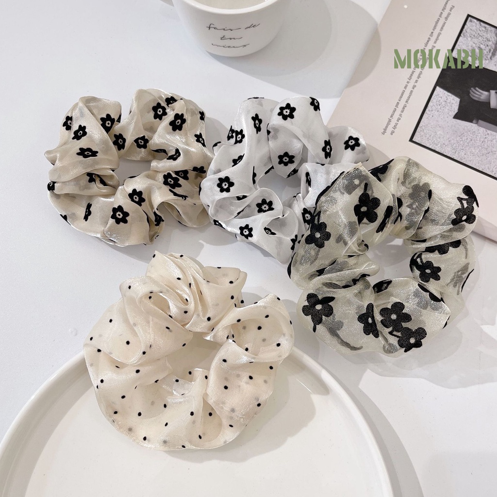 Dây Cột Tóc Co Giãn Chống Trượt Đính Hoa Xinh Xắn Cho Nữ