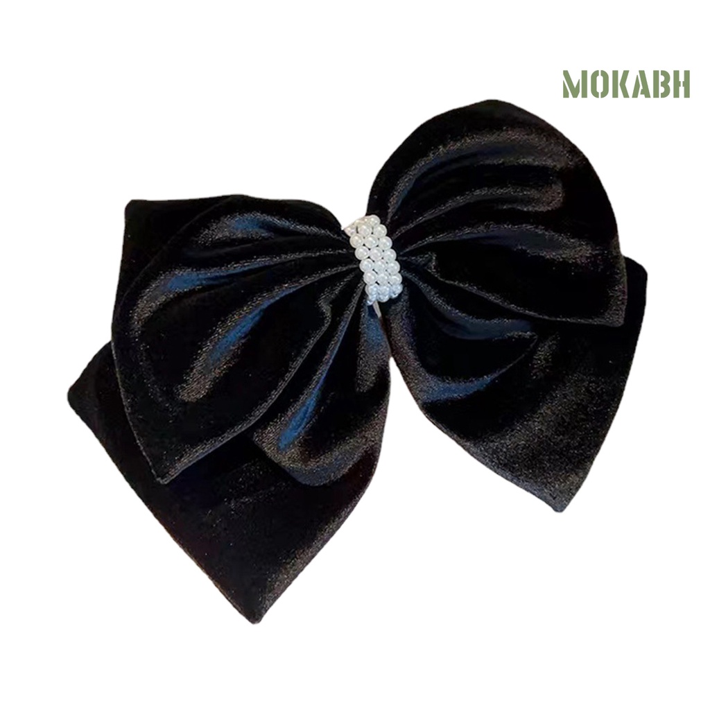 Kẹp Tóc Hình Nơ Đính Ngọc Trai Giả Hai Lớp Chống Trượt Kiểu Công Chúa