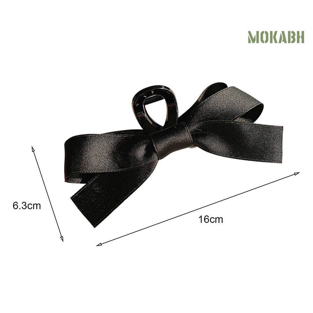 Kẹp Tóc Dạng Nơ Màu Trơn Co Giãn Có Răng Lớn Cho Nữ