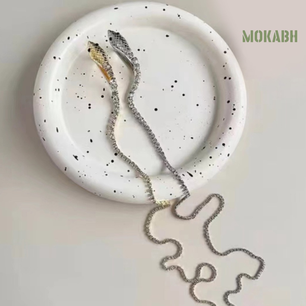 [Mok Abh] Kẹp Tóc Dạng Chuỗi Rắn Đính Đá Lấp Lánh Phong Cách Punk